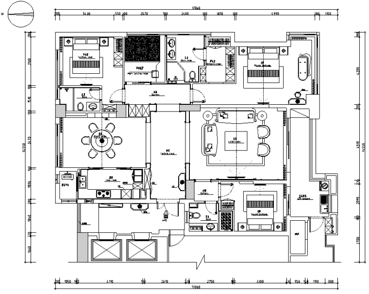 美式风格室内施工图资料下载-美式风格金色海岸住宅设计施工图（附效果图）