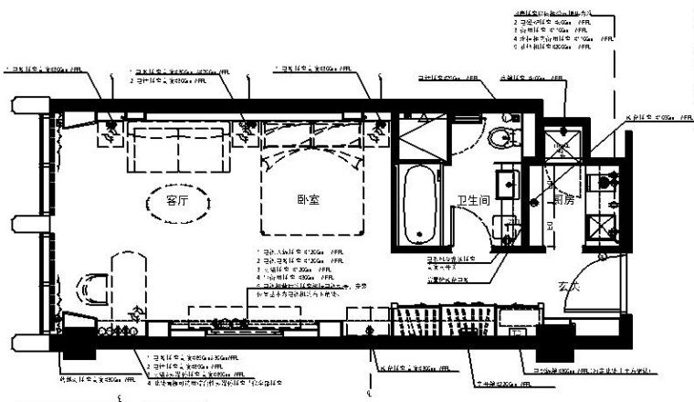 酒店式公寓户型平面图设计资料下载-[绍兴]5套酒店式公寓样板间优化施工图（附效果图）