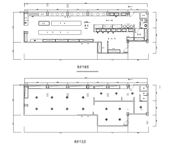 [广东]佛山银太阳高档中餐厅装修施工图-厨房平面及天花图