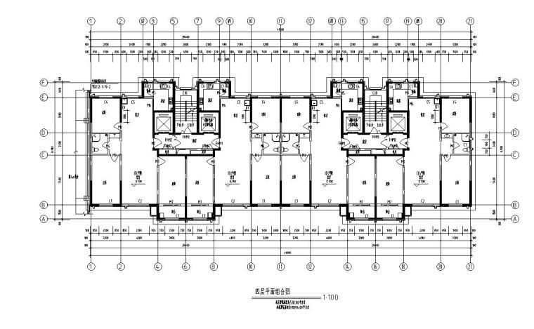 [宁夏]高层剪力墙结构住宅建筑施工图（含多栋住宅楼）-高层剪力墙结构住宅建筑平面图