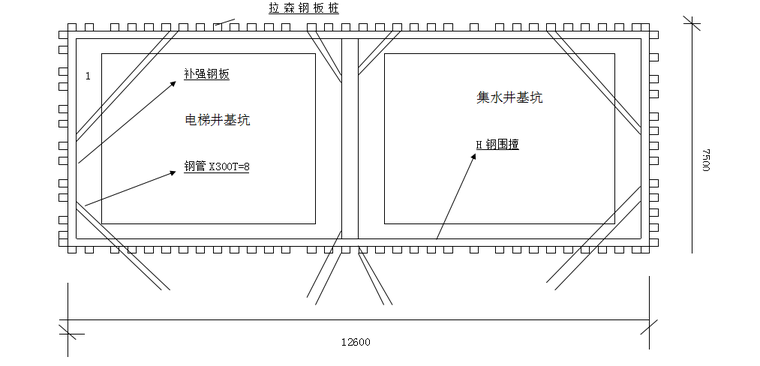 佛山市知名地产公馆项目三期（1、2标段）工程施工组织设计（技术标）-电梯井基坑支护示意图