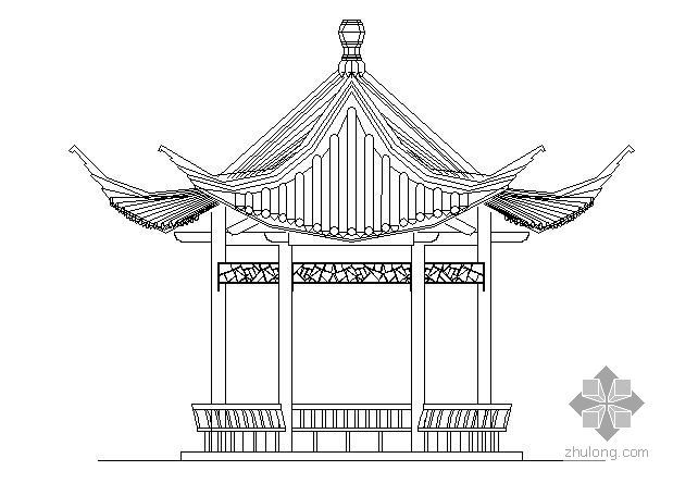 SU古建亭模型资料下载-六角古建景亭施工详图