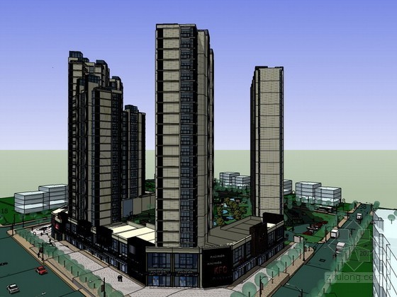 450平的高层住宅资料下载-高层住宅sketchup模型下载