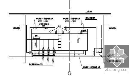 [地标建筑]国际金融会议酒店给排水图纸（消防炮、高压细水雾、虹吸雨水）-中水泵房剖面图