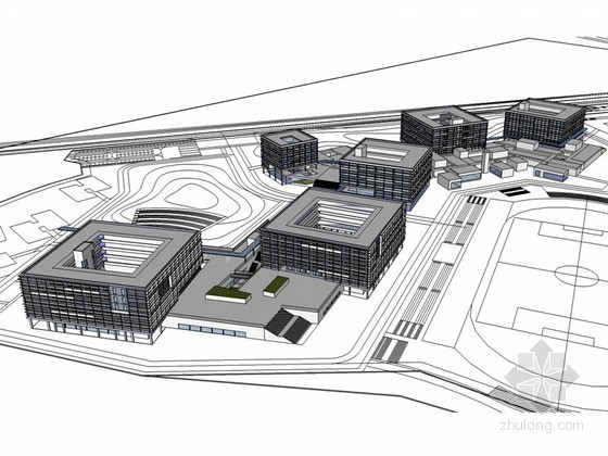 学校规划sketchup资料下载-学校住宿建筑SketchUp模型下载