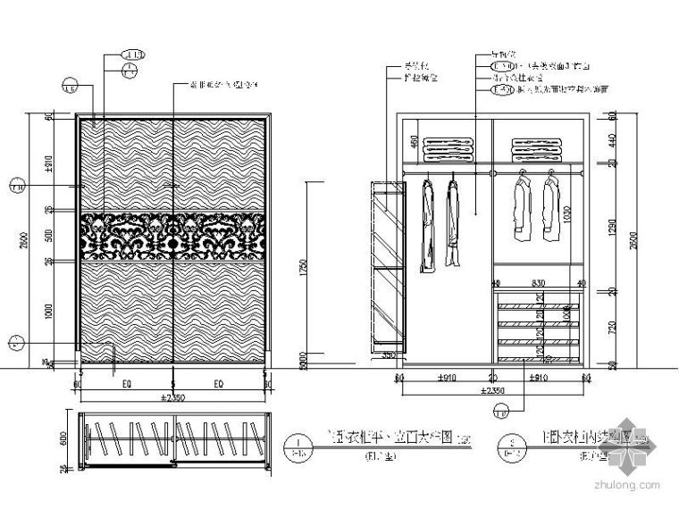 家具四门衣柜资料下载-现代双门衣柜详图