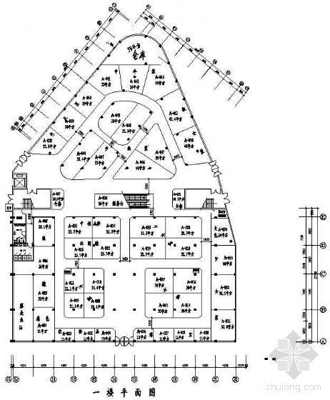 分享三层商场建筑图资料下载-某三层商场建筑平面方案