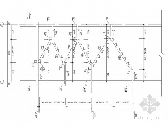 二十层框架核心筒结构办公楼结构施工图-楼梯剖面图