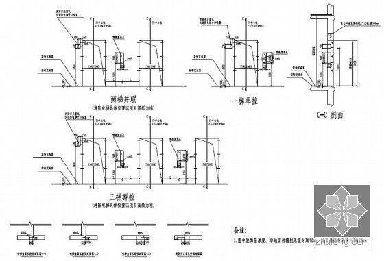 知名房产集团机电设计标准2013版（图文并茂 含审图要点）-三种电梯护体 消防开关孔预留通用图纸