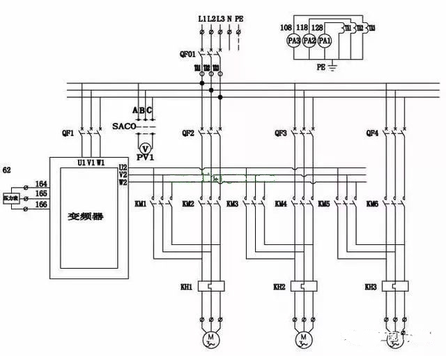 plc控制变频器图资料下载-变频器一拖多二次电气原理图设计