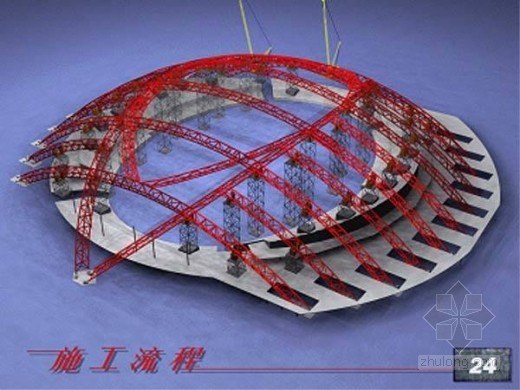 钢结构体育馆施工顺序三维图示_26