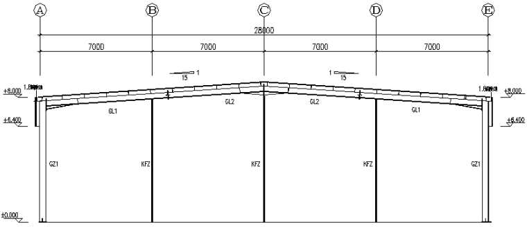 28X70m门式刚架厂房钢结构工程施工图（CAD，8张）_4