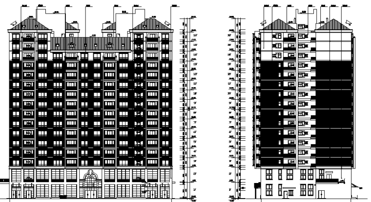 120明框玻璃幕墙图资料下载-湘江明珠框剪高层住宅平立面图
