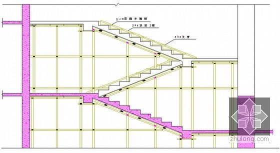 [福建]框架及框筒结构高层办公楼施工组织设计（近200页）-楼梯排架剖面图