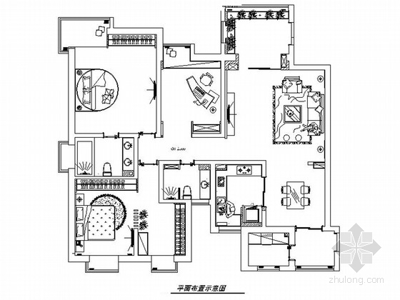 家居现代风格施工图资料下载-[陕西]高档住宅区现代风格三居室室内装修施工图（含效果）
