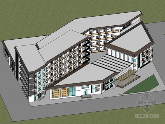 西藏旅馆模型资料下载-现代小旅馆SketchUp模型下载