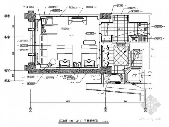 办公楼室内装修设备竣工图资料下载-[北京]高级度假酒店标准客房室内装修竣工图