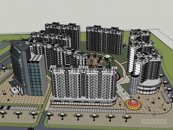 现代豪华住宅模型资料下载-现代小区住宅SketchUp模型下载