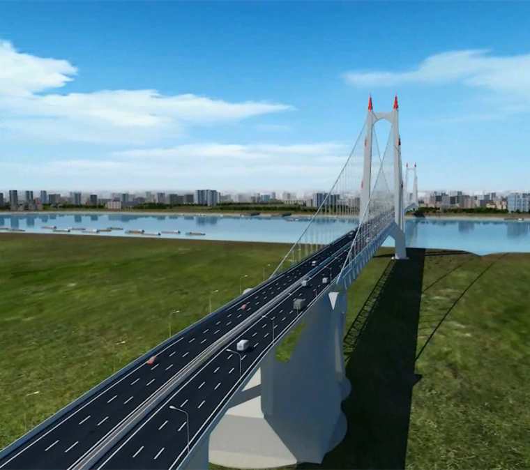 施工投标动画资料下载-双塔双跨钢桁梁悬索桥投标施工动画演示