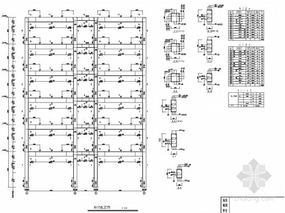[学士]六层框架结构宾馆毕业设计（含建筑图、结构图、计算书）-框架配筋图