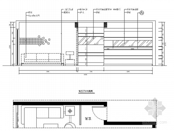 [安徽]精装现代四居室室内装修施工图（含效果）-客餐厅立面图