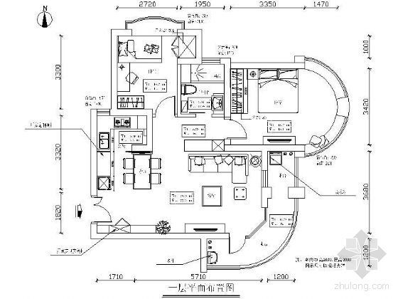 两居室公寓户型平面资料下载-某两居室装修平面图