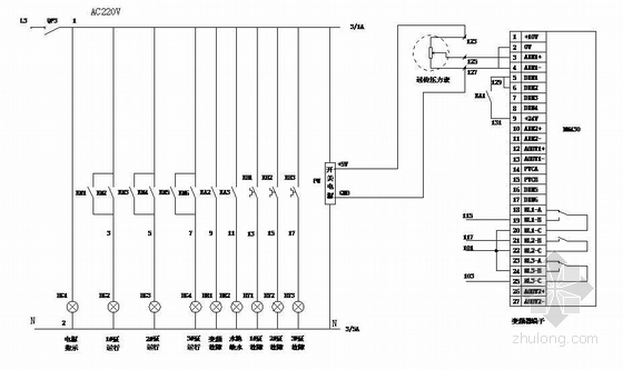 ABB恒压供水变频控制图资料下载-7.5KW变频恒压供水控制原理图（西门子）