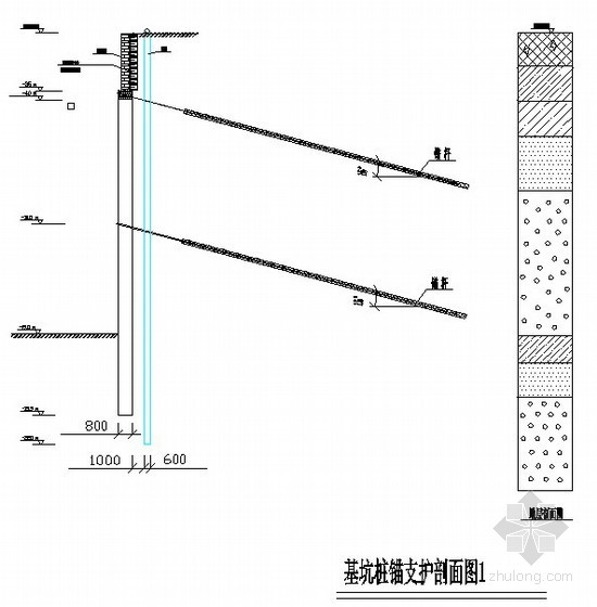 施工支护剖面图资料下载-基坑桩锚支护剖面图1