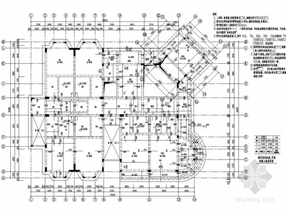 俄罗斯风情酒店结构施工图（含建筑图）-二层板配筋图 