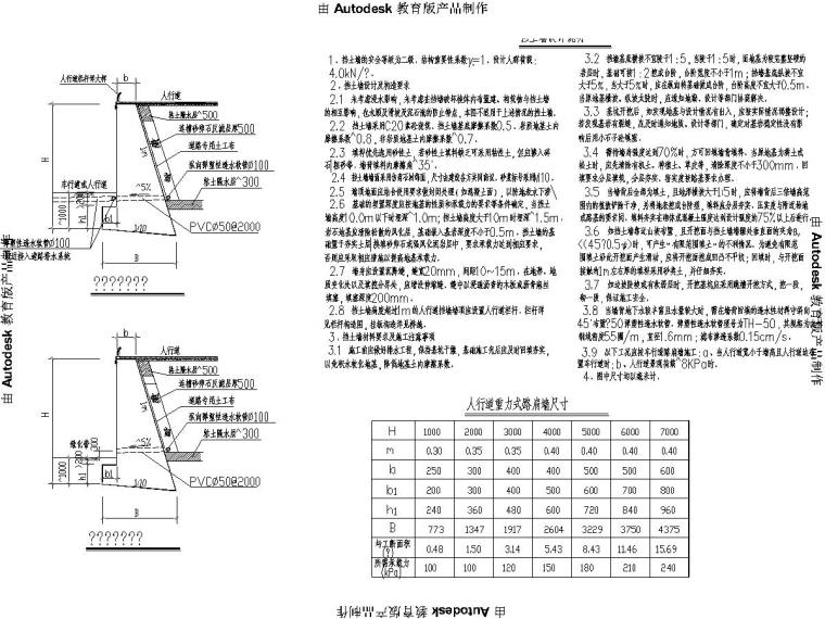 2016年重庆32m宽城市主干路设计图纸117张CAD（含排水照明挡墙）-重力式挡土墙