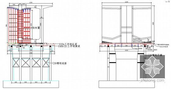 [四川]特大桥(74+136+74)m连续梁挂篮悬浇法专项施工方案及计算书183页-0#段支架示意图