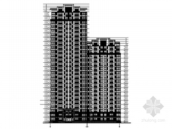 [上海]33层现代风格住宅楼施工图（含效果图）-33层现代风格住宅楼立面图