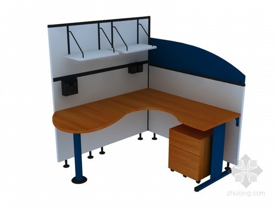办公场景3d模型资料下载-办公组合桌3D模型下载