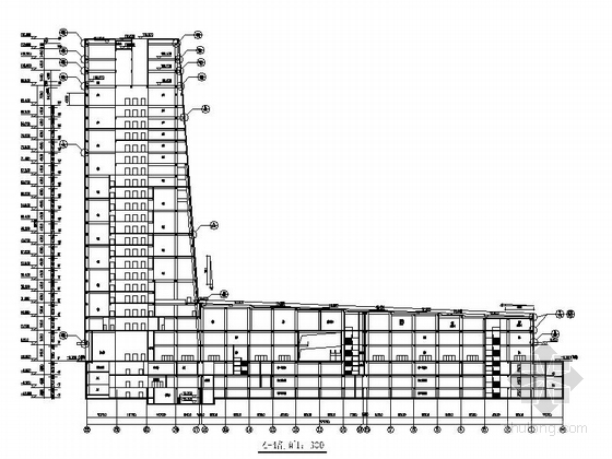 [广东]二十二层现代风格酒店建筑施工图（知名设计院）-二十二层现代风格酒店建筑剖面图