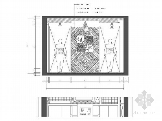 [重庆]精品现代简约风格两居室室内装修设计施工图（含效果）餐厅背景墙立面图 