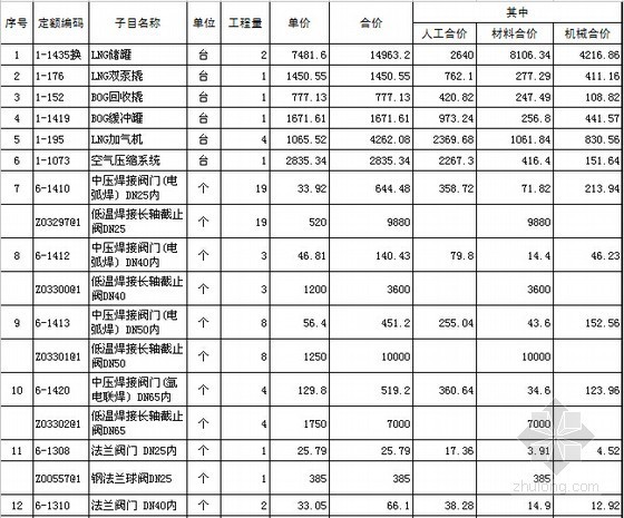 [山东]天然气综合站安装工程预算书-工程预算表 