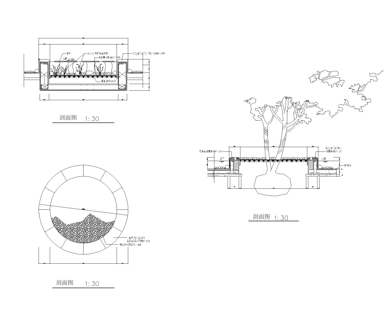 某公园景观规划设计施工图 B-7水中树池与浮萍