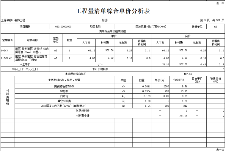 装饰工程单价分析表_2