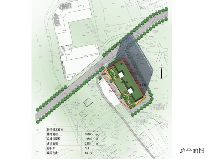 [贵州]榕江养老院建筑设计方案文本-总平面图