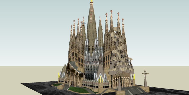 圣阿波利纳雷新教堂资料下载-圣家族大教堂SU建筑模型