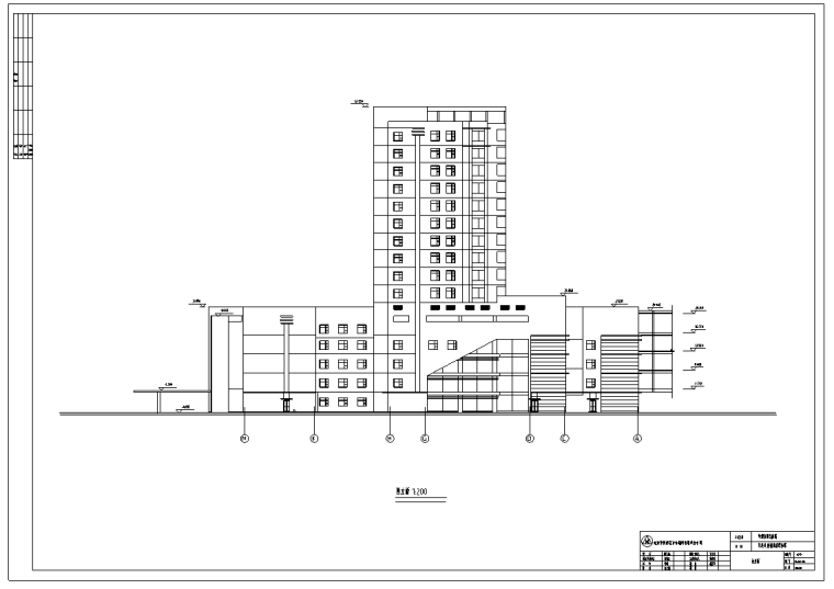 平煤总院初步设计方案及施工图（56张）-西立面图