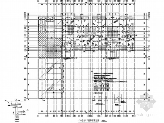 [重庆]地上12层部分框支剪力墙结构住宅楼结构施工图-C3#楼±0.0层平面布置图 