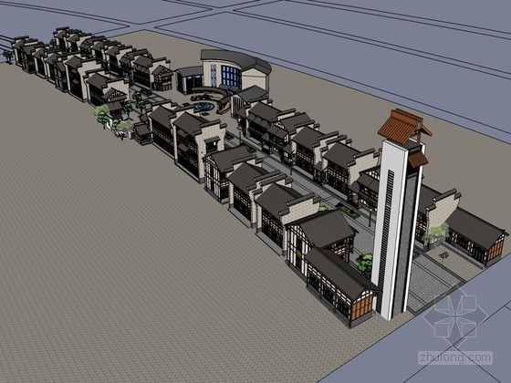 商业古建模型资料下载-古建商业SketchUp模型下载