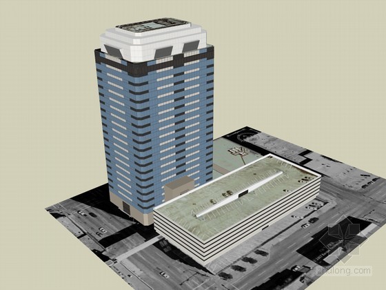 大气办公建筑SketchUp模型下载-大气办公建筑 