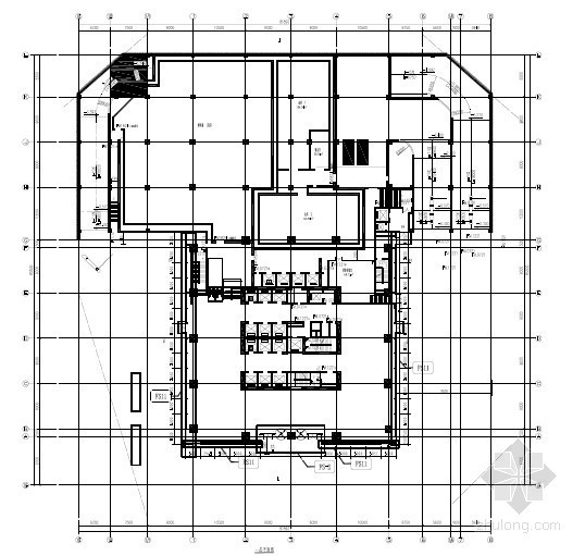 [地标建筑]198米办公楼幕墙工程量清单报价实例(附图纸)-一层平面图 