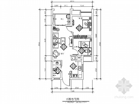 现代雅致客厅资料下载-雅致现代风格两居室CAD装修图（含效果）