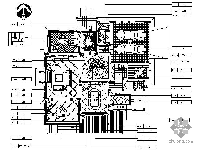 二层平顶别墅资料下载-[上海]新古典风格别墅施工图（含效果）