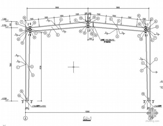 钢结构建筑施工图说明资料下载-12m跨门式刚架结构综合仓库全套施工图
