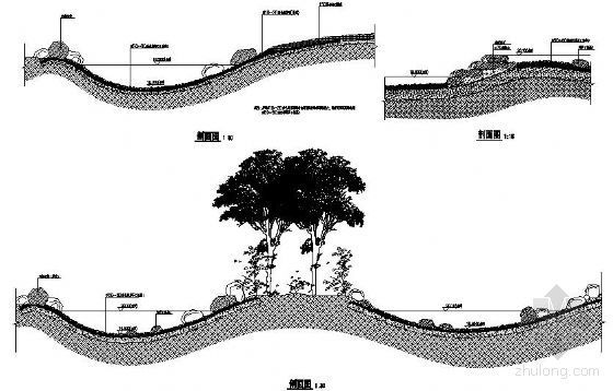 生态溪流驳岸设计资料下载-溪流剖面详图