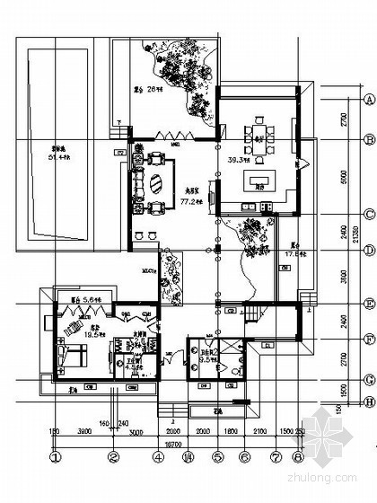 欧式别墅施工图纸资料下载-欧式豪华别墅平面施工图